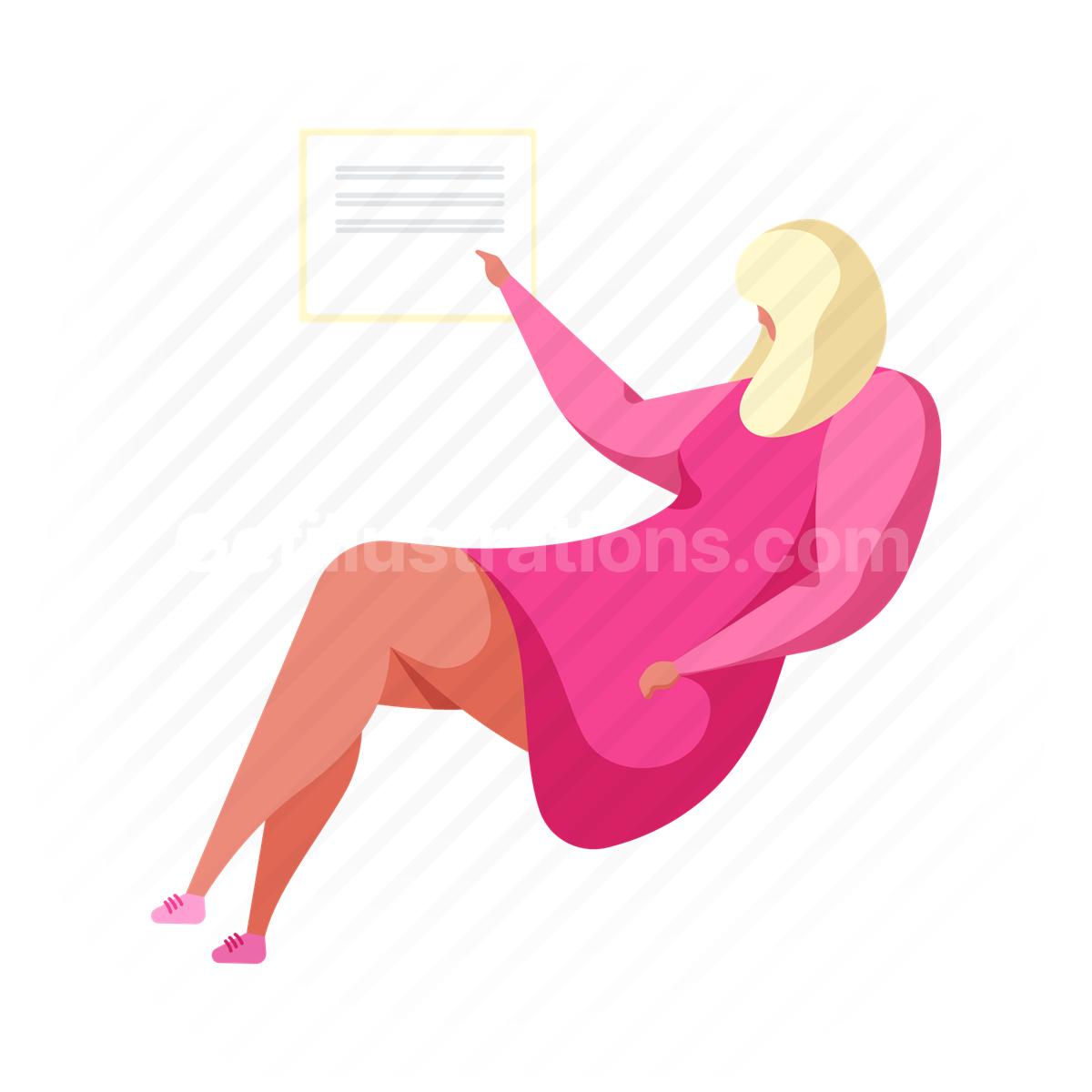 woman, document, paper, read